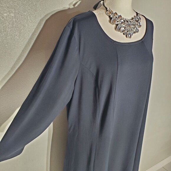 UNBRANDED A-LINE DRESS BLACK 3/4 SLEEVE STRETCH NO SIZE INFO(2X) - Picture 2 of 5